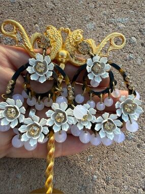 J.Crew Tortoise Flower Chandelier Earrings — RARE Statement Piece
